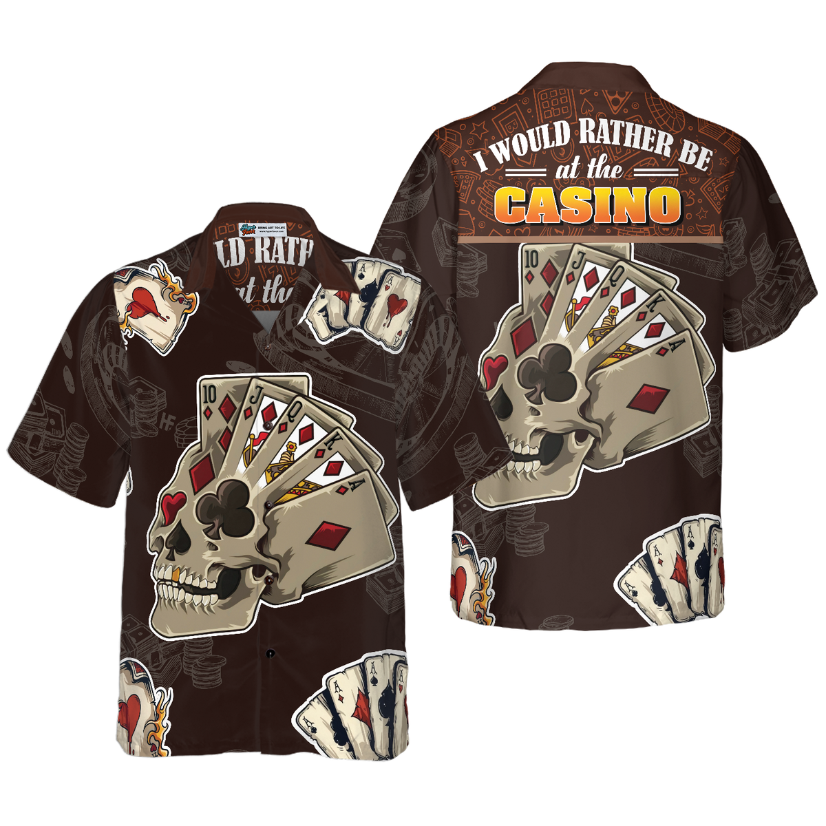 I Would Rather Be At The Casino Skull Pattern Hawaiian Shirt - Hyperfavor