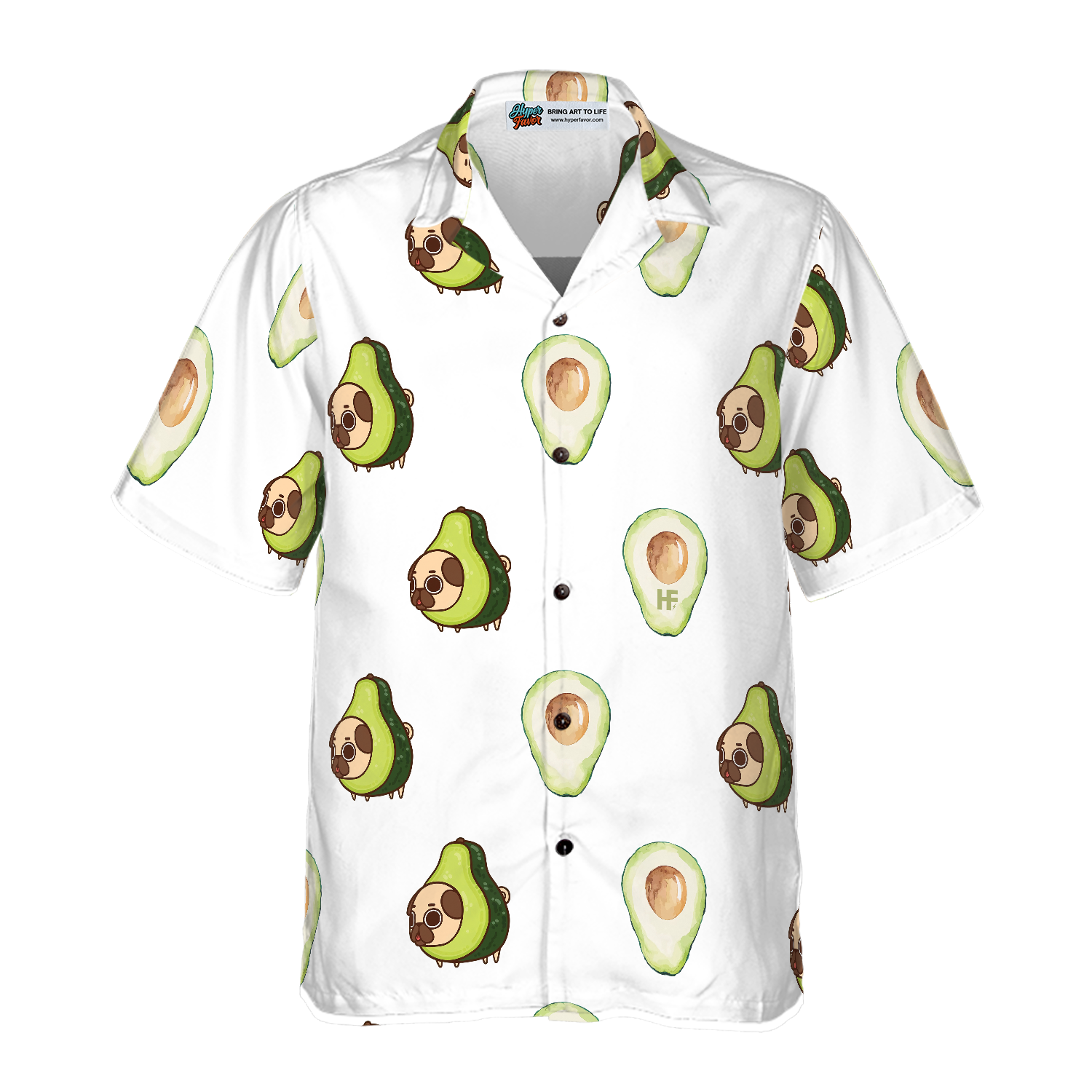 Pug And Avocado Seamless Dogs Hawaiian Shirt - Hyperfavor