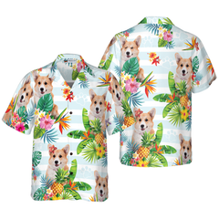 Tropical Flower With Corgi Hawaiian Shirt - Hyperfavor