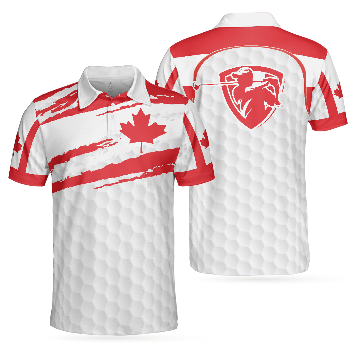 Canada Flag Golf Texture Polo Shirt, Maple Leaves Polo Shirt, Best Golf Shirt For Men - Hyperfavor