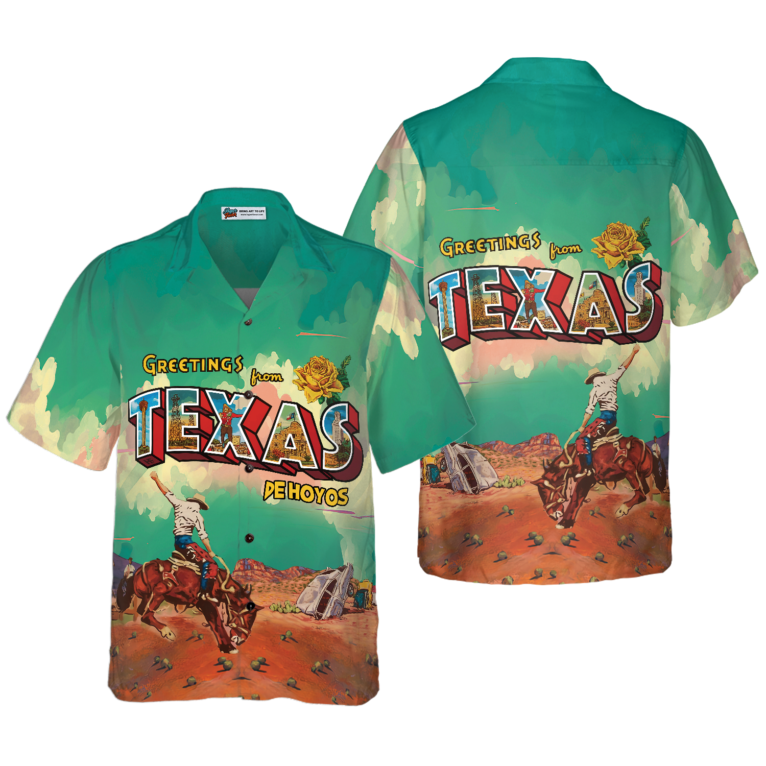 Greetings From Texas Custom Hawaiian Shirt, Cowboy Rodeo Texas Western Shirt, Texas Home Shirt For Men - Hyperfavor