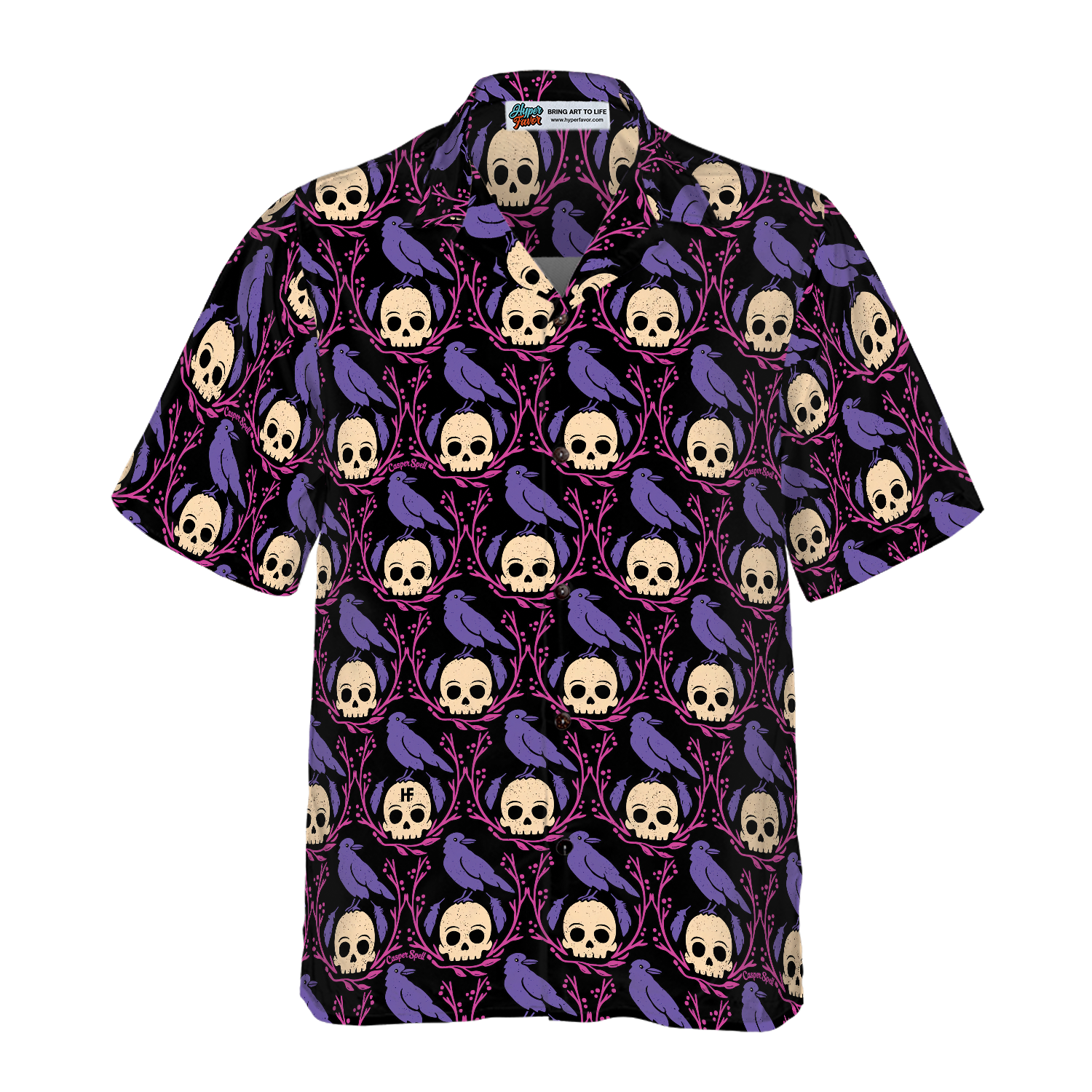 Raven Skull Halloween Shirt For Men Hawaiian Shirt - Hyperfavor