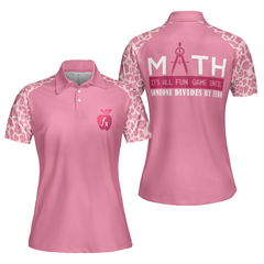 Pink Leopard Math Teacher Short Sleeve Women Polo Shirt, Funny Math Shirt For Ladies - Hyperfavor