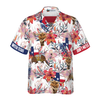 Texas Longhorn Bluebonnet And Armadillo Hawaiian Shirt, Button Down Floral Texas Flag Shirt, Proud Texas Shirt For Men - Hyperfavor