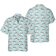 White Duck Cartoon In Blue Hawaiian Shirt - Hyperfavor