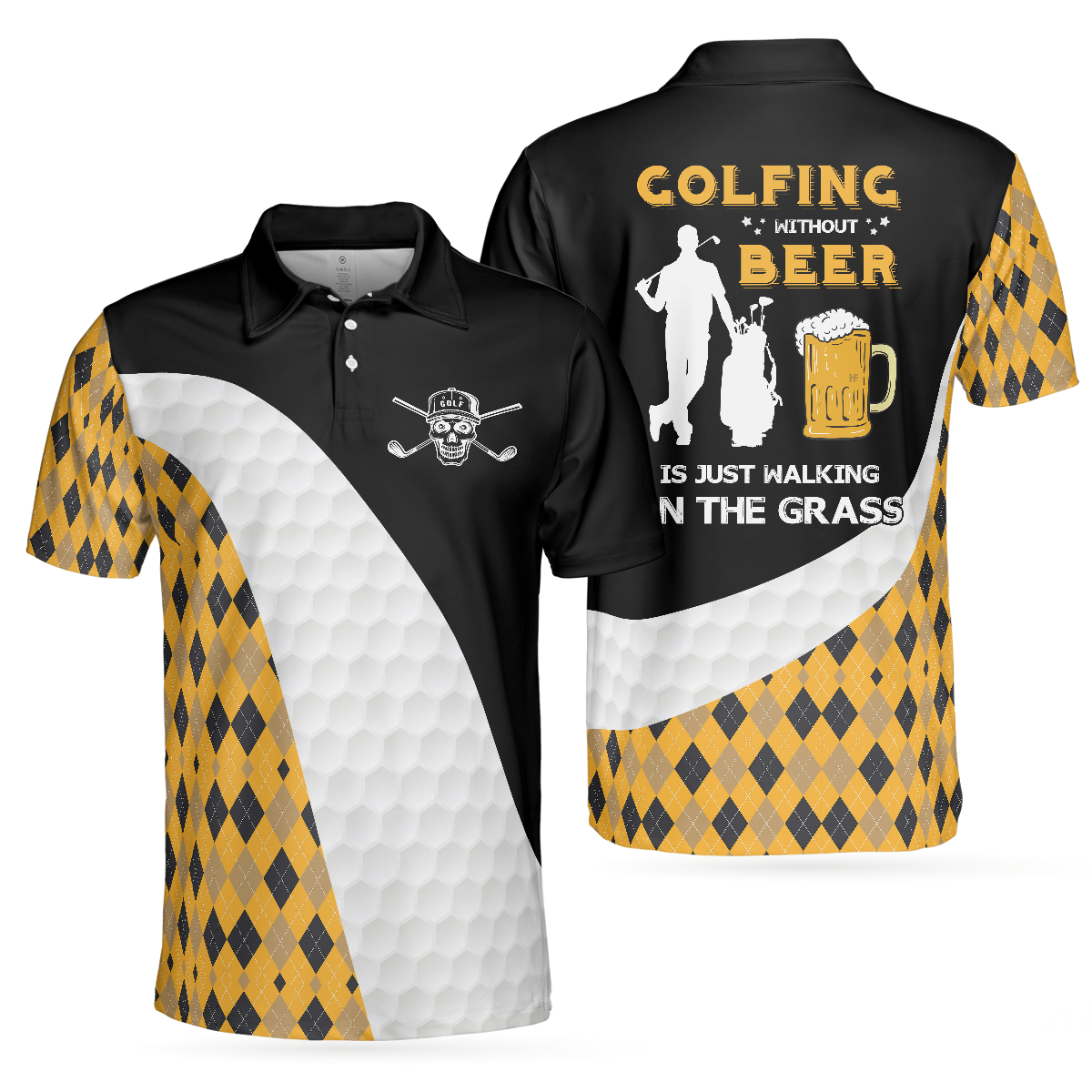 Golfing Without Beer Is Just Walking On The Grass Polo Shirt, Funny Golfing Shirt For Men, Golf Gift For Golfers - Hyperfavor