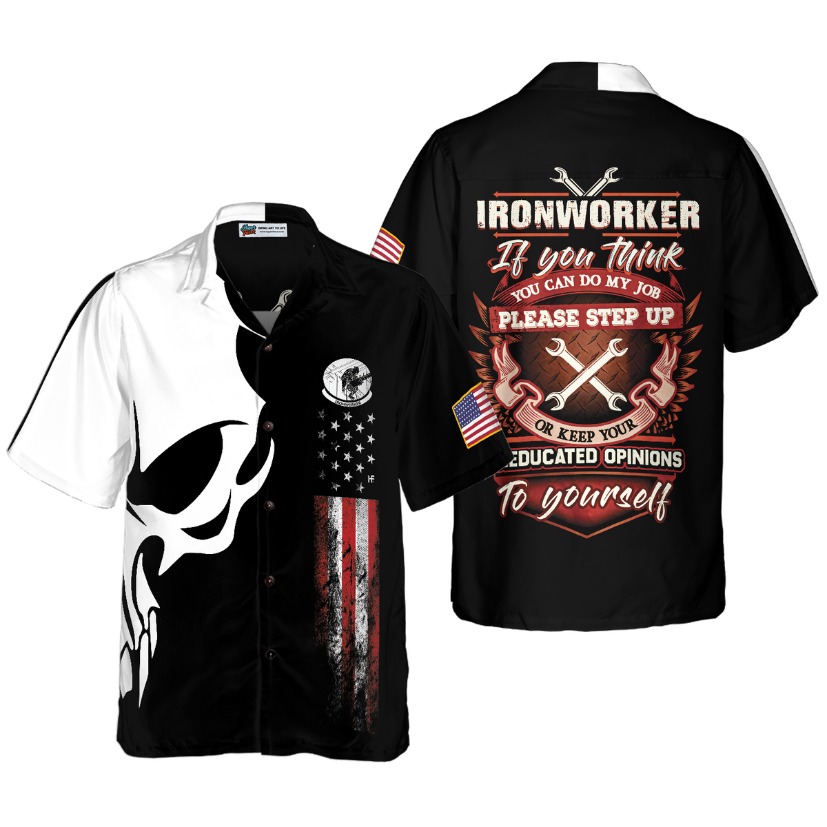 Ironworker Proud Skull Hawaiian Shirt - Hyperfavor