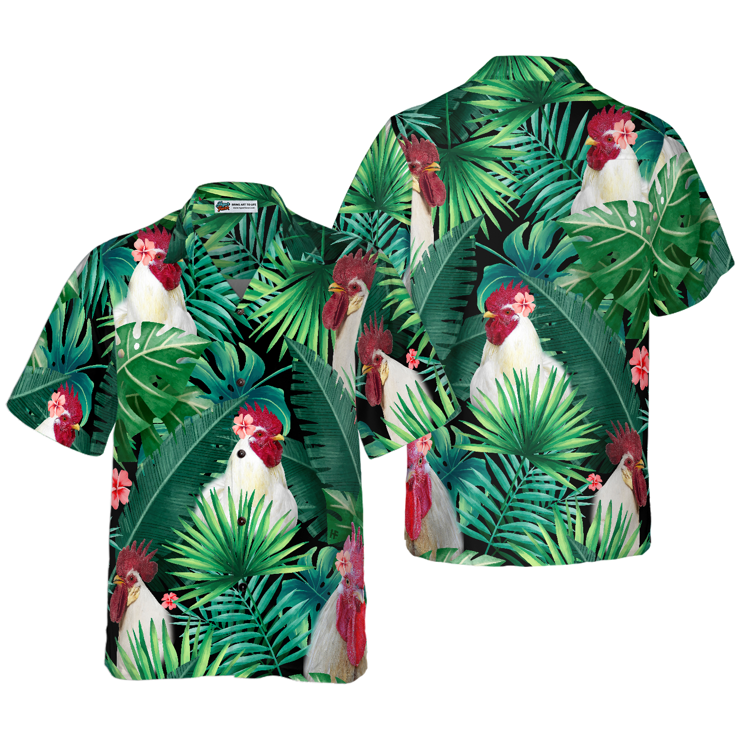 Tropical White Rooster Hawaiian Shirt - Hyperfavor