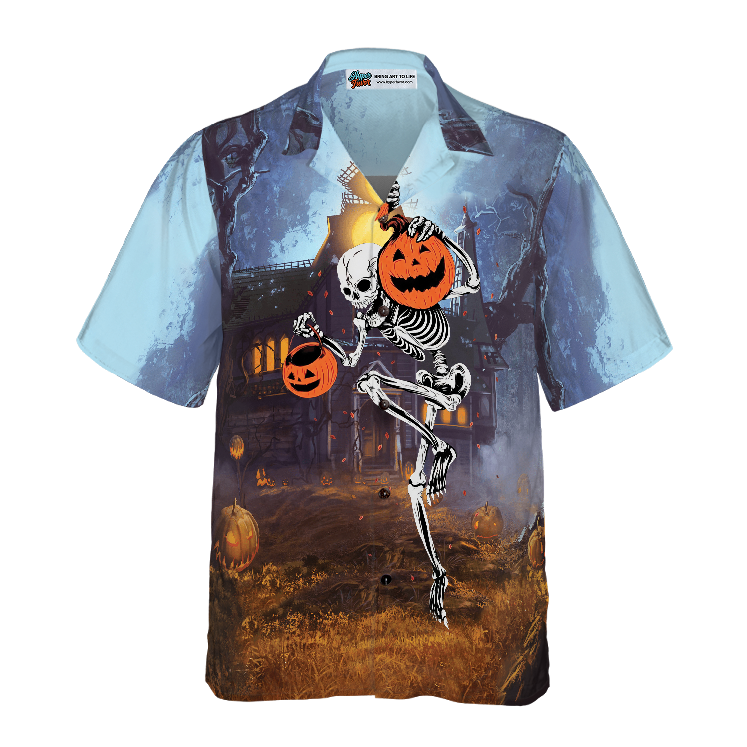 Skeleton Knows How To Dance Halloween Hawaiian Shirt, Spooky Pumpkin Shirt - Hyperfavor