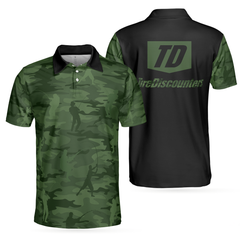 Green Camouflage Fisherman Silhouette Custom Polo Shirt - Hyperfavor