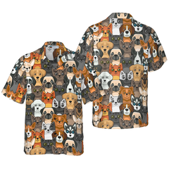 Cats And Dogs Seamless Pattern Hawaiian Shirt - Hyperfavor