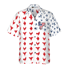 Rooster American Flag Hawaiian Shirt - Hyperfavor