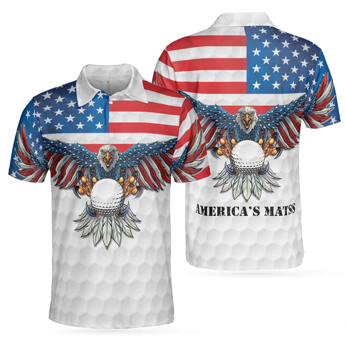 Golf American Flag Eagle Polo Shirt - Hyperfavor