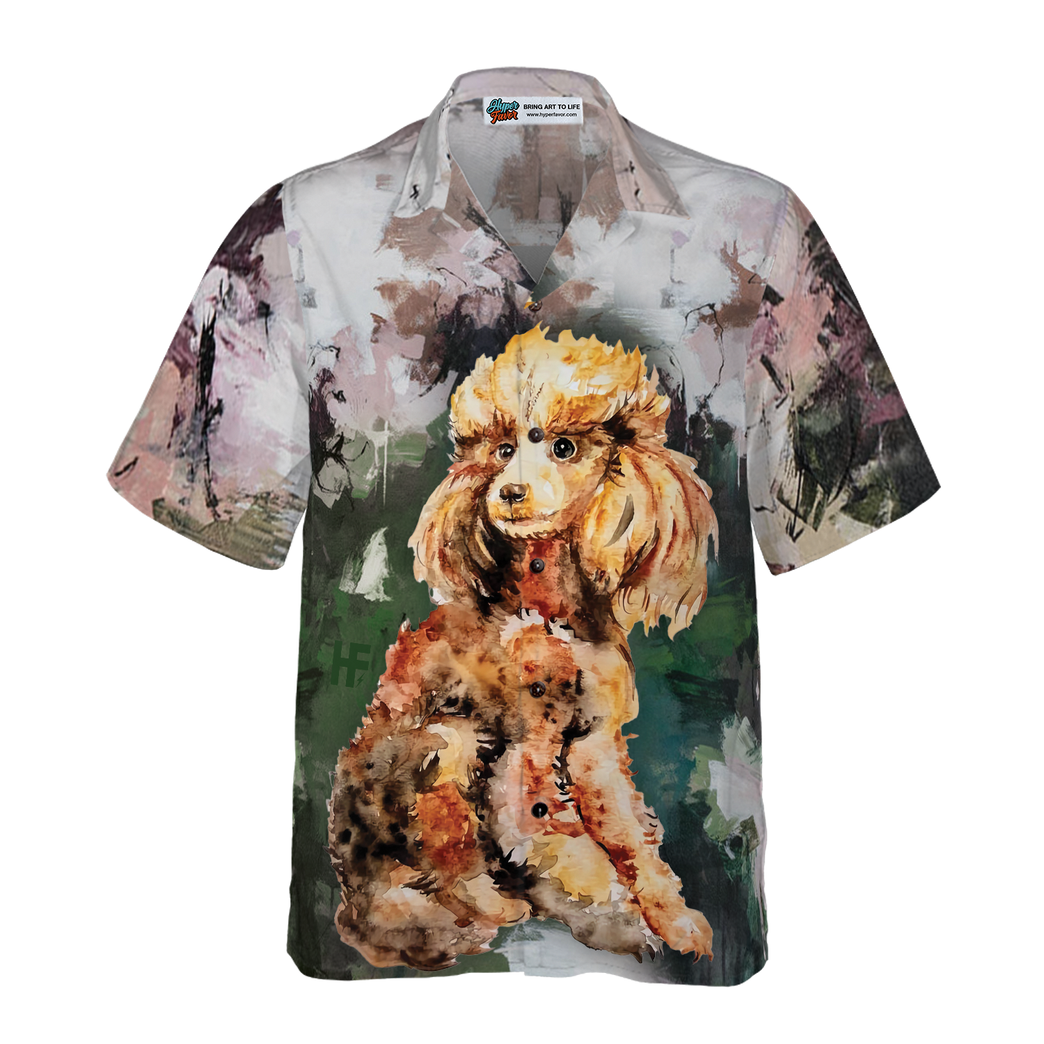 Poodle Portrait For Poodle Lovers Hawaiian Shirt, Dog And Landscape Waterbrush Art Painting - Hyperfavor