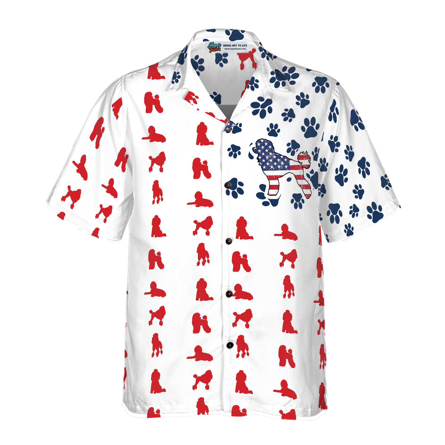 Poodles American Flag Hawaiian Shirt - Hyperfavor