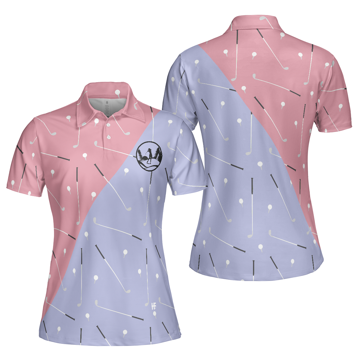 Elegant Golf Girl Seamless Pattern Short Sleeve Women Polo Shirt, Golf Shirt For Ladies, Unique Female Golf Gift - Hyperfavor