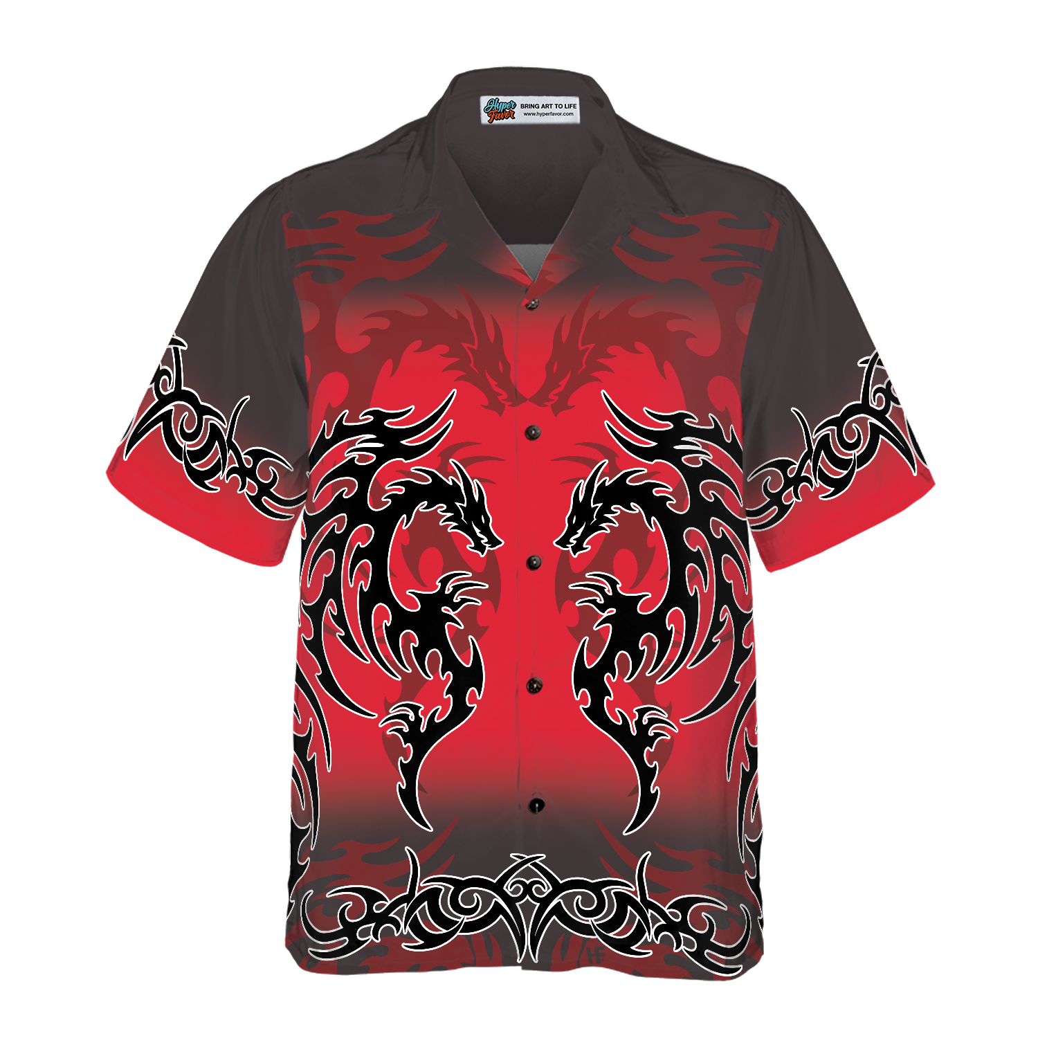 Red Tribal Dragon Hawaiian Shirt - Hyperfavor