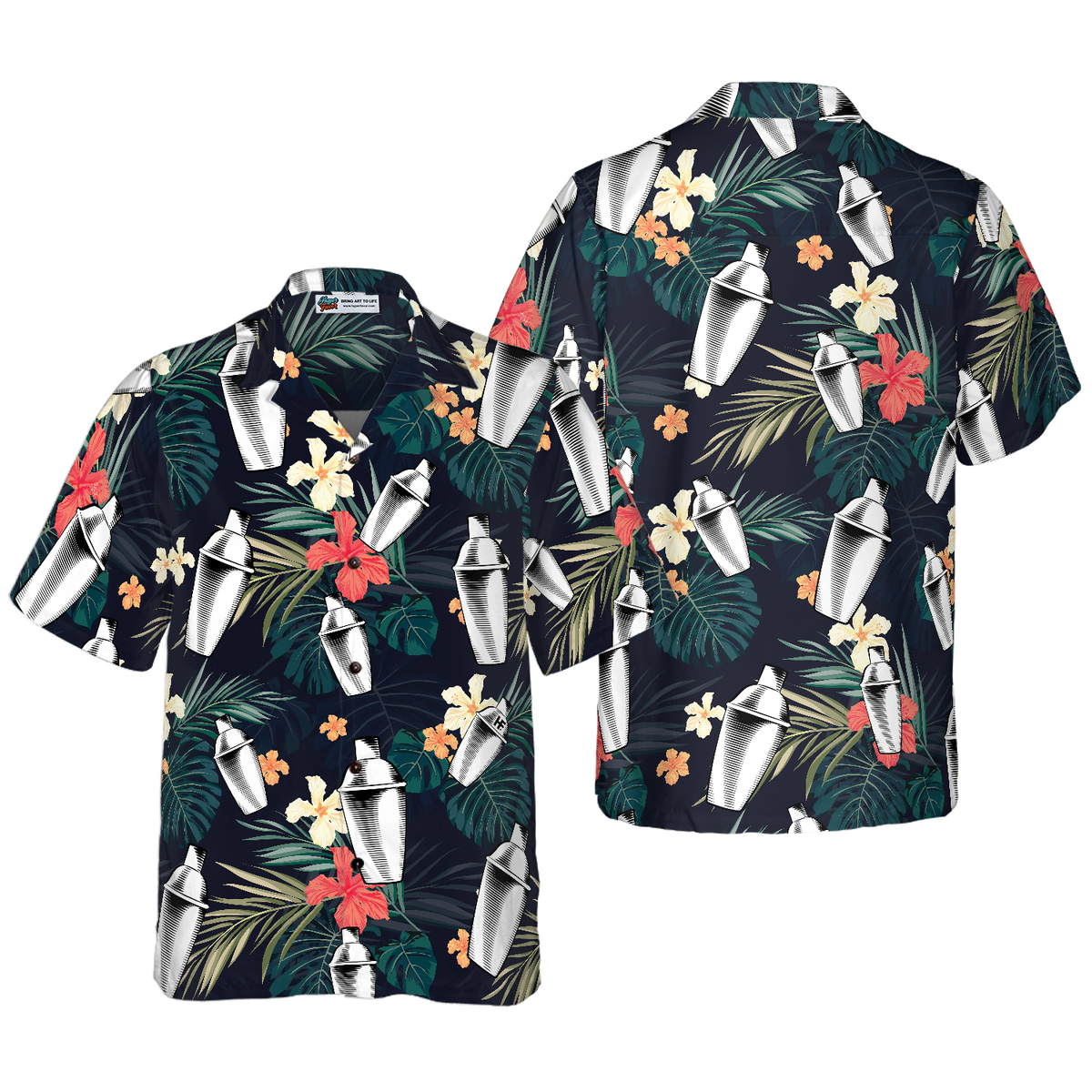 Tropical Pattern Bartender Shirts For Men Hawaiian Shirt - Hyperfavor