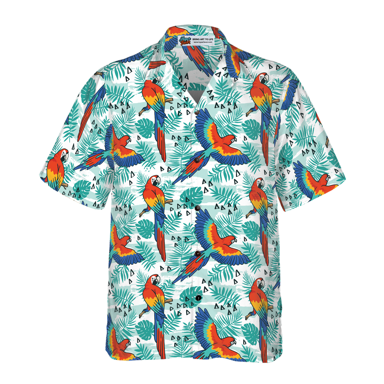 Watercolor Parrot & Palm Leaves Hawaiian Shirt - Hyperfavor