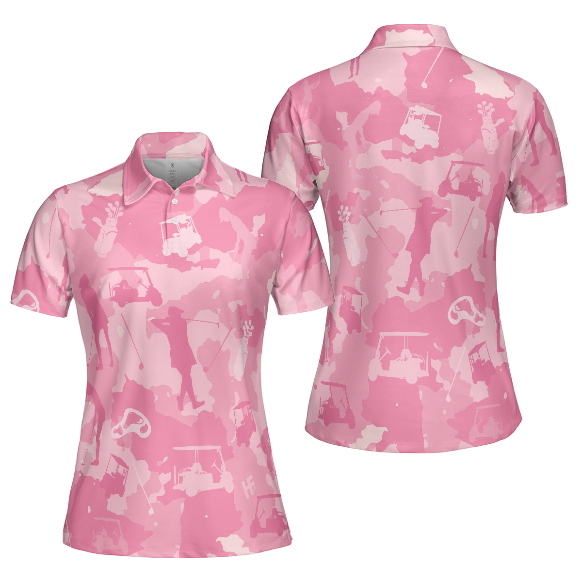 Golf Girl Camouflage V2 Short Sleeve Women Polo Shirt, Pink Camo Golf Shirt For Ladies, Cool Golf Gift For Women - Hyperfavor