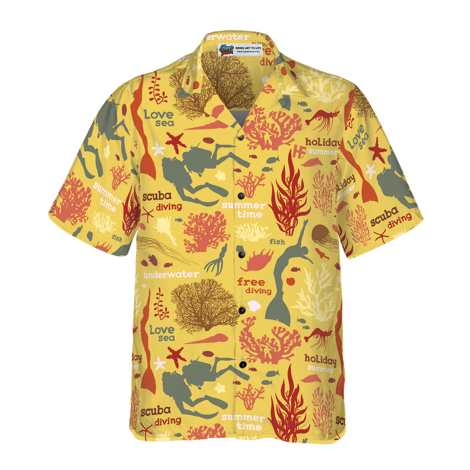 Scuba Diver And Sea Pattern V2 Hawaiian Shirt - Hyperfavor