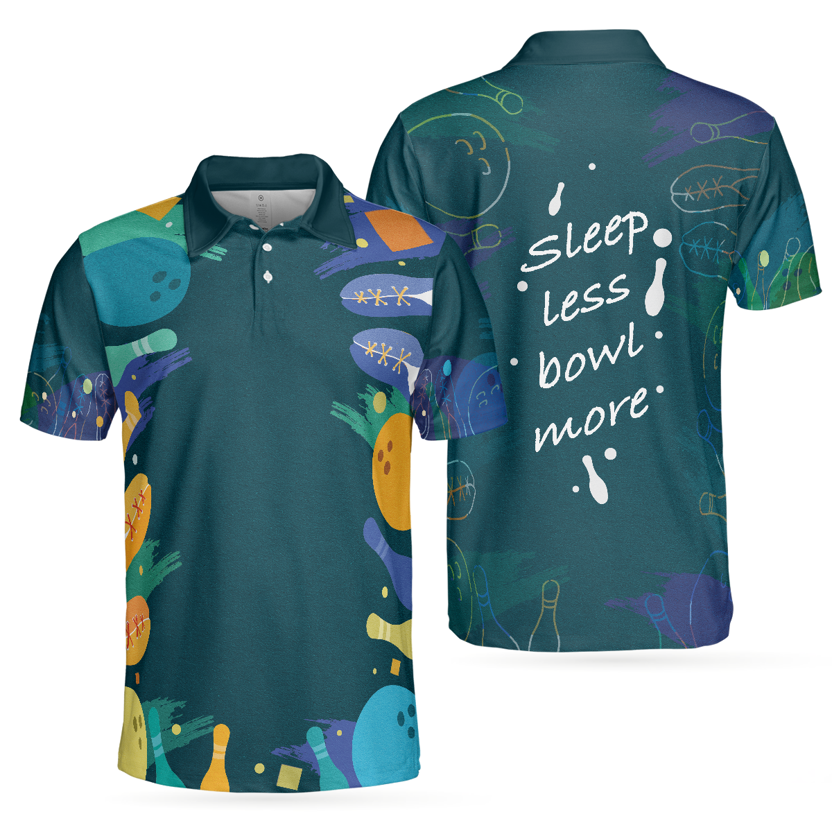 Sleep Less Bow More Mens Green Bowling Polo Shirt - Hyperfavor