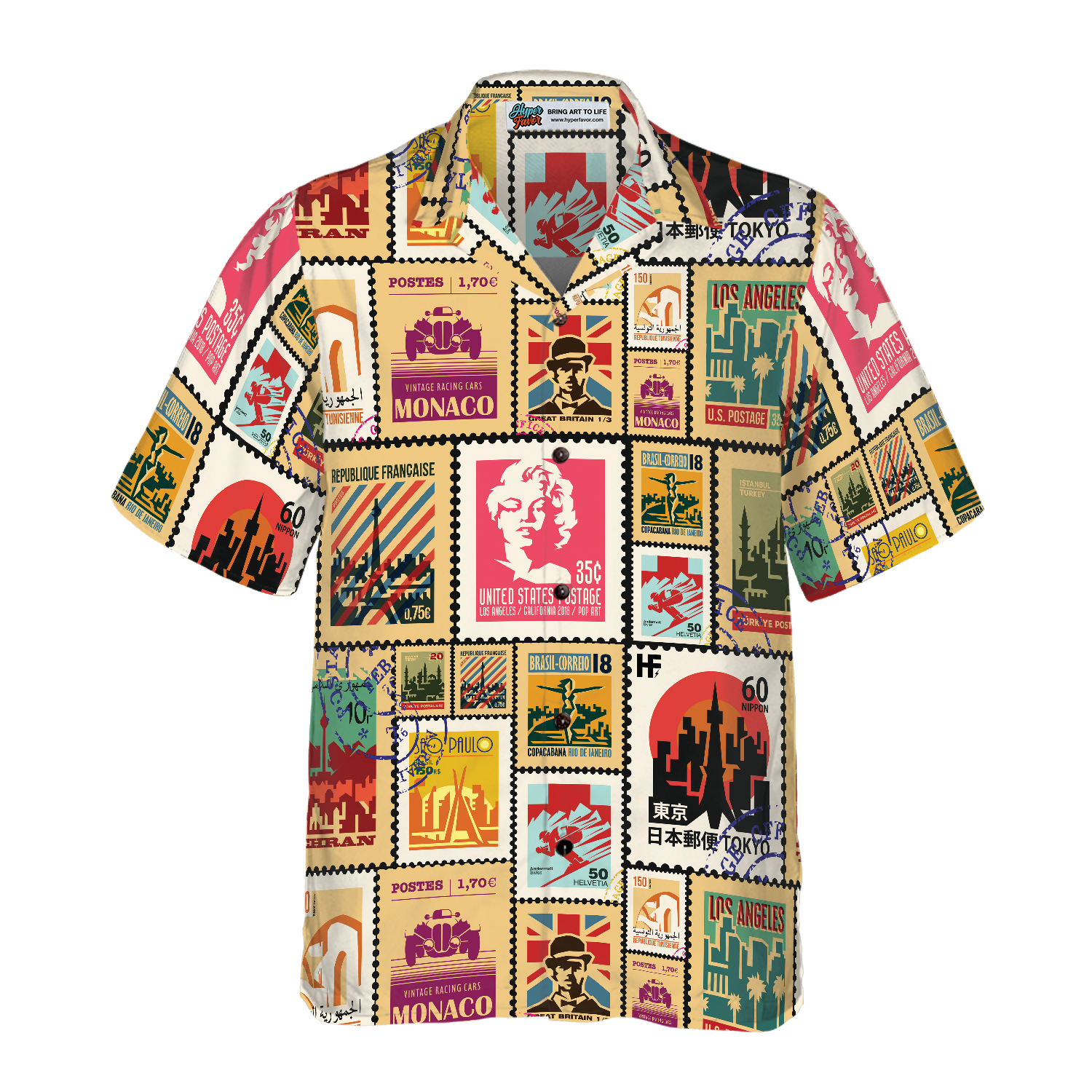 Stamps Cities World Vintage Travel Hawaiian Shirt - Hyperfavor