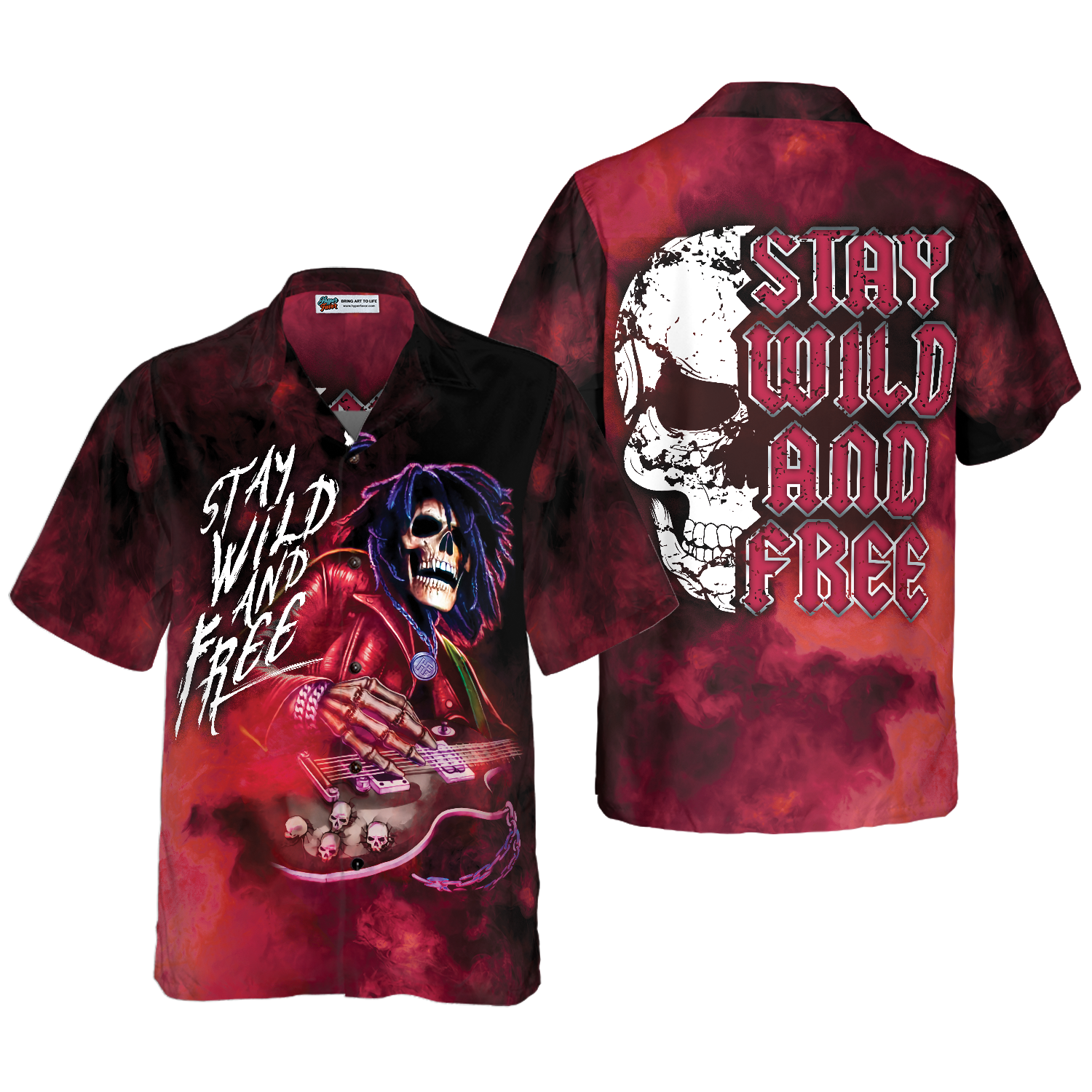 Guitar Stay Wild And Free Hawaiian Shirt - Hyperfavor