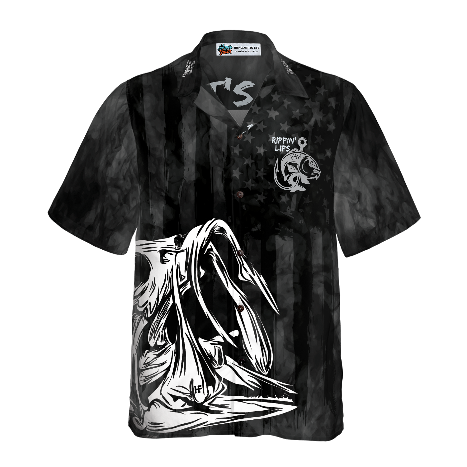 Rippin' Lips Skull Fish Skeleton Hawaiian Shirt - Hyperfavor