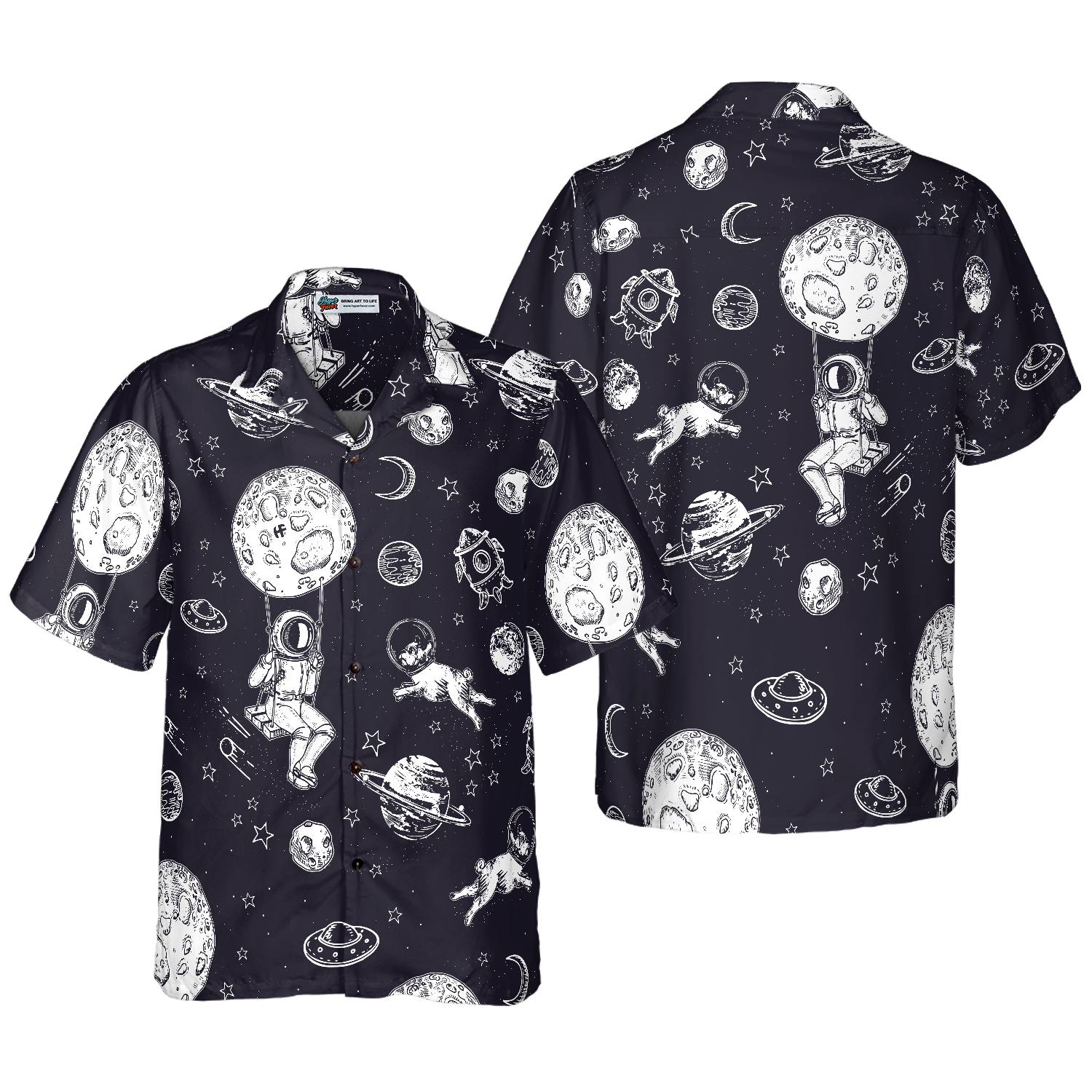 Astronaut And His French Bulldog Hawaiian Shirt - Hyperfavor