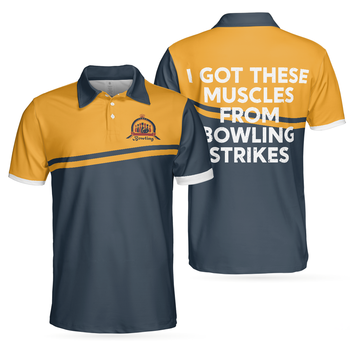 I Got These Muscles From Bowling Strikes Polo Shirt, Bowling Polo Shirt, Bowling Shirt For Men - Hyperfavor