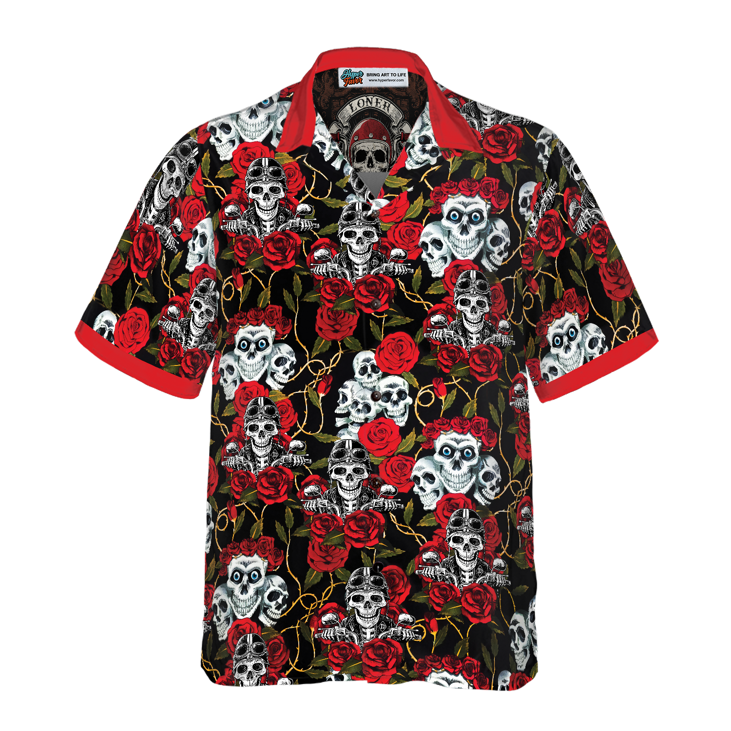 Motorcycle Skull x Your Club Logo Custom Hawaiian Shirt - Hyperfavor