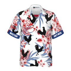 Black Rooster Texas Hawaiian Shirt - Hyperfavor