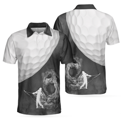 Golf Ball And Golfer With Smoke Golf Polo Shirt, Smoke Golf Player Polo Shirt, Best Golf Shirt For Men - Hyperfavor