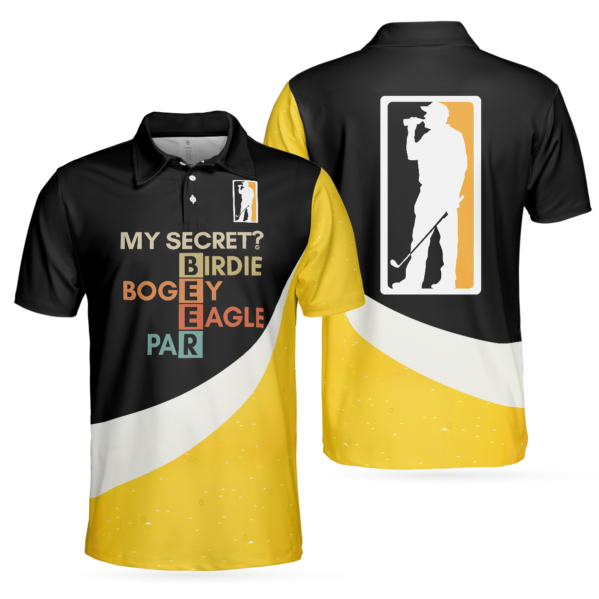 My Golf Secret Beer Short Sleeve Polo Shirt, Black and Yellow Polo Shirt, Golf Shirt For Beer Lovers - Hyperfavor