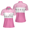 Pink Golfbeat Leopard Golf Short Sleeve Women Polo Shirt, Heartbeat Golfing Polo Shirt For Ladies - Hyperfavor