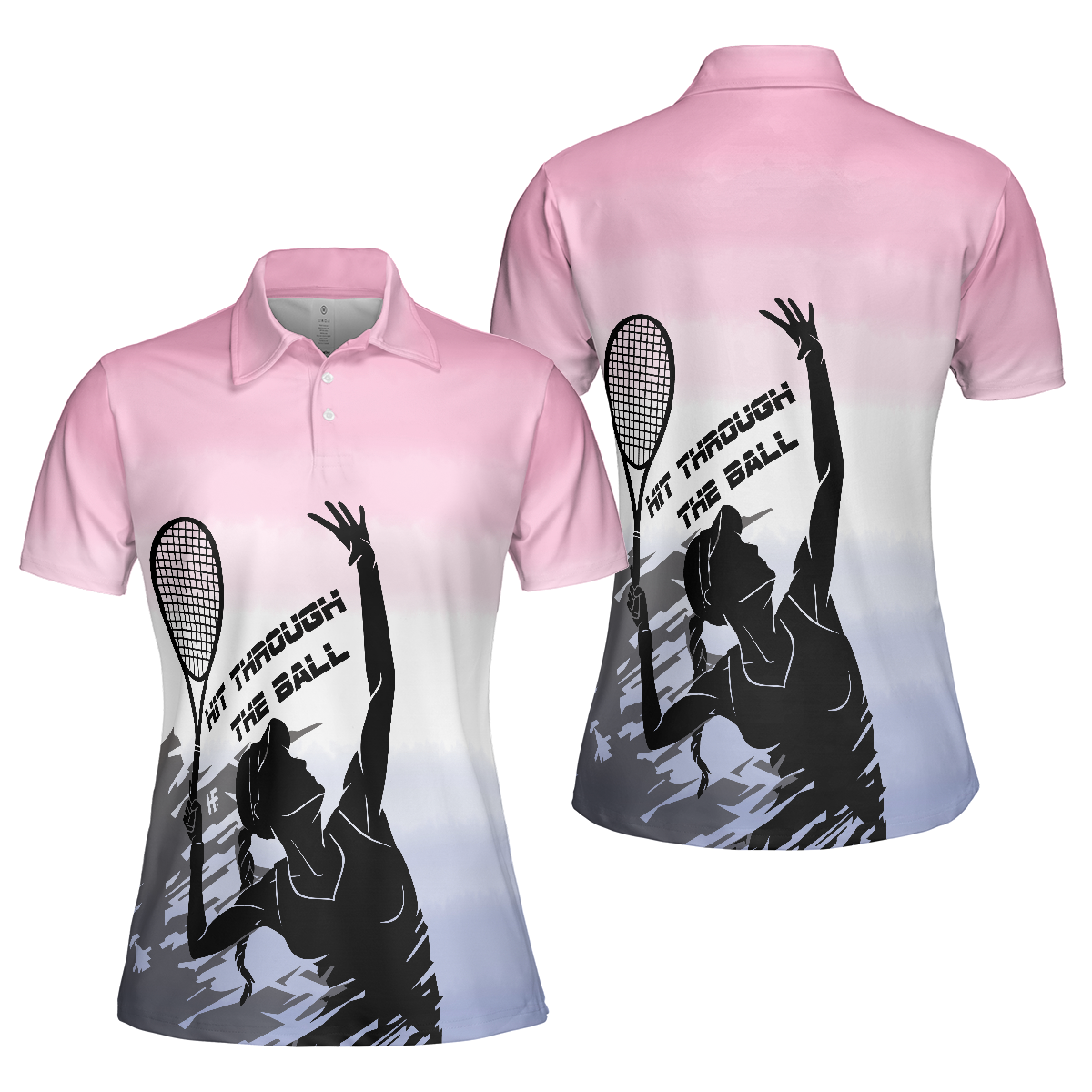 Hit Through The Tennis Ball Dip-dyed Short Sleeve Women Polo Shirt - Hyperfavor