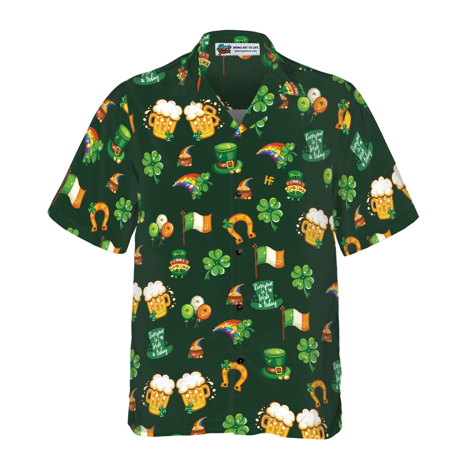 St Patrick's Day Symbol Seamless Pattern Hawaiian Shirt - Hyperfavor