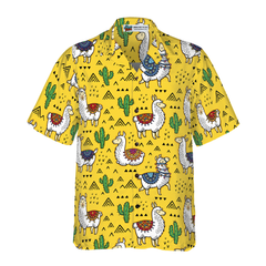 Llamas Cactuses Hawaiian Shirt - Hyperfavor