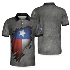 Ripped Texas Flag All Over Print Short Sleeve Polo Shirt For Golf, Grunge Texas Polo Shirt, Texas Proud Shirt For Men - Hyperfavor