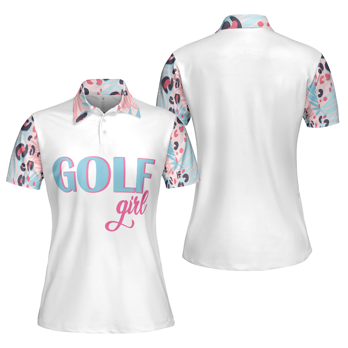 Golf Girl Leopard Pattern Short Sleeve Women Polo Shirt, Unique Golf Shirt For Ladies, Golf Gift For Women - Hyperfavor