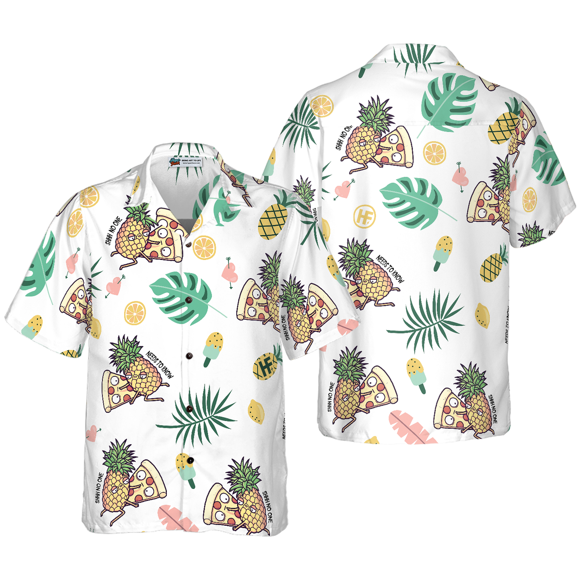 Cartoon Pizza Pineapple Hawaiian Shirt - Hyperfavor