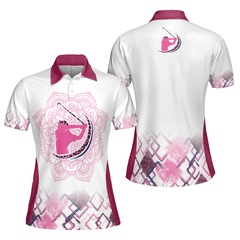 Leopard Mandala Pattern Thinning Layout Pink Girl Golf Short Sleeve Women Polo Shirt, Best Golf Shirt For Ladies - Hyperfavor