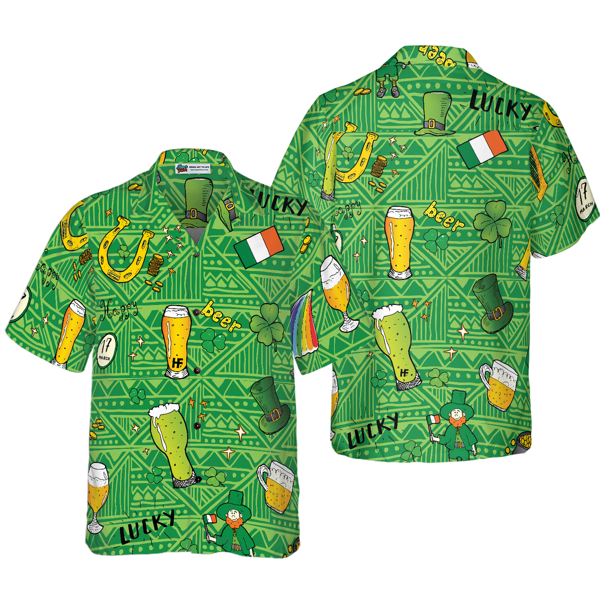 Ireland Pattern Happy Saint Patrick's Day Hawaiian Shirt - Hyperfavor