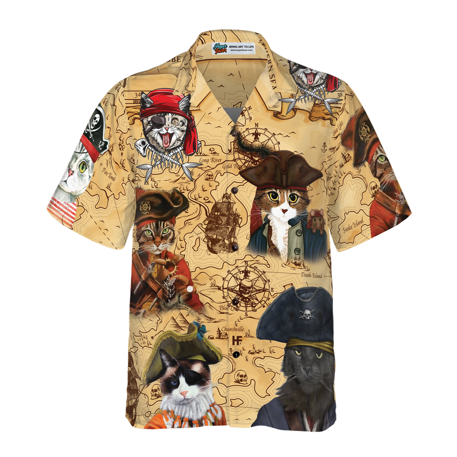 Pirate Cat Hawaiian Shirt - Hyperfavor