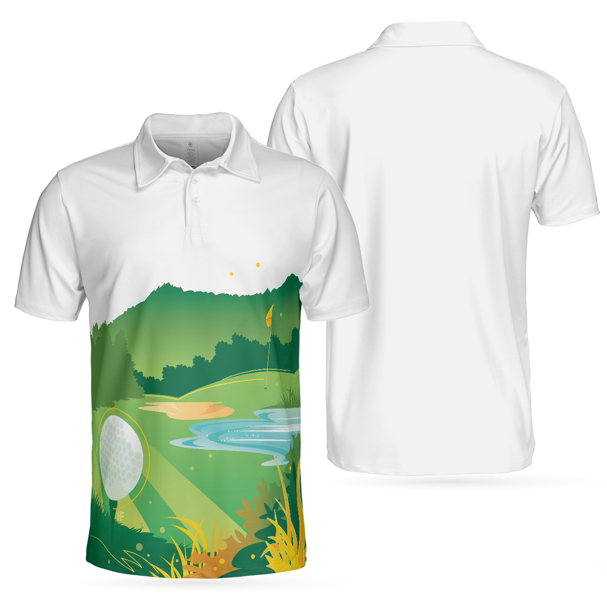 Green Golf Course Short Sleeve All Over Print Polo Shirt, Unique Golf Shirt For Men, Cool Gift For Golfers - Hyperfavor