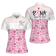 Pink Spread The Hope Find The Cure Breast Cancer Awareness Short Sleeve Women Polo Shirt, Pink Ribbon Shirt - Hyperfavor