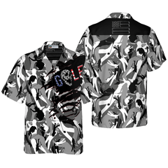 Tattered BnW Camouflage Golf Hawaiian Shirt - Hyperfavor