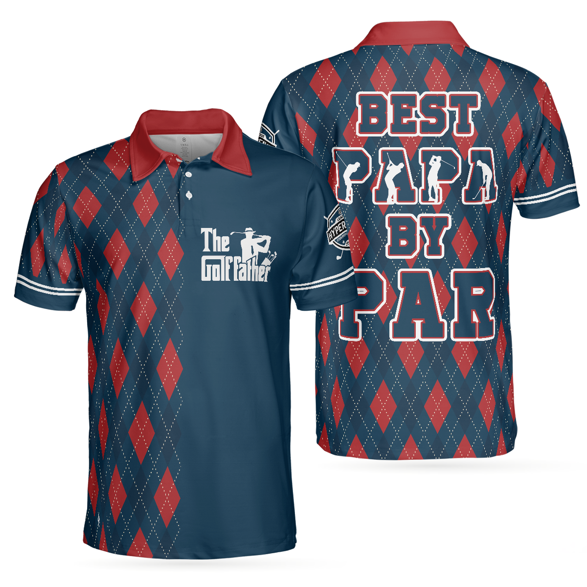 Best Papa By Par Argyle Pattern Custom Polo Shirt, Personalized Polo Shirt, Best Golf Shirt For Men - Hyperfavor