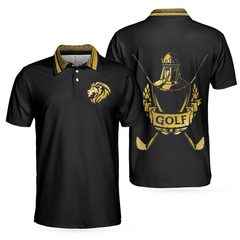 Golf Crusader King Polo Shirt For Golf, Luxury Baroque Pattern Lion Polo Shirt, Best Golf Shirt For Men - Hyperfavor